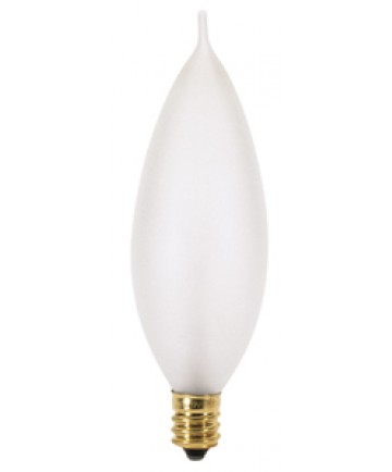 Satco A3563 Satco 60CA10/F 60 Watt 130 Volt CA10 Candelabra Base White Decorative Turn Tip Allura Light Bulb