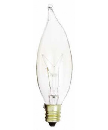 Satco S3774 Satco 25CA8 25 Watt 120 Volt CA8 Candelabra Base Clear Decorative Turn-Tip Carded Incandescent Light Bulb