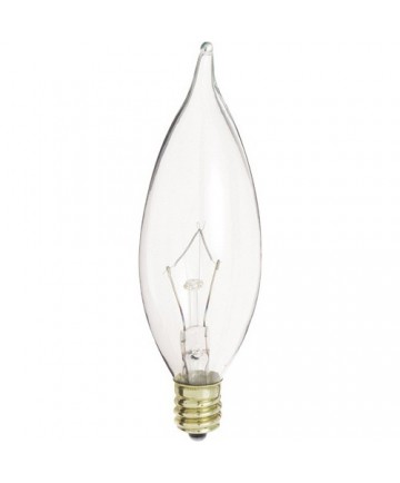 Satco S3275 40 Watt Candelabra Base Clear Bent-Tip Decorative Light Bulb