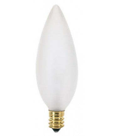 Satco S3291 Satco 15B9.5/F 15 Watt 120 Volt B9.5 Candelabra Base Frosted Torpedo Tip Decorative Light Bulb