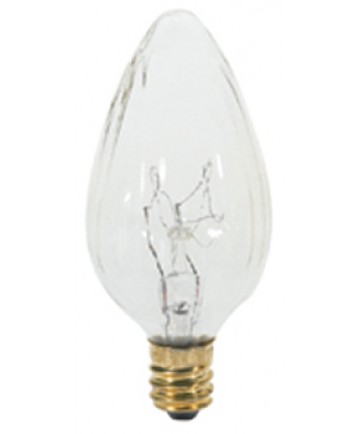 Satco S2760 Satco 15F10 15 Watt 120 Volt F10 Candelabra Base Clear Flame Tip Incandescent Light Bulb