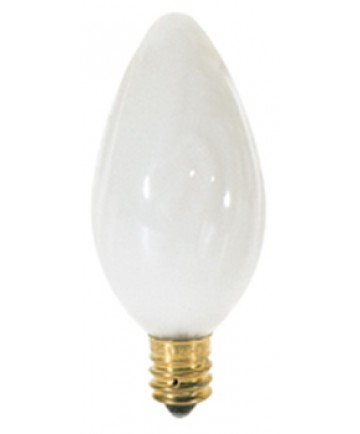 Satco S2772 Satco 25F10/W 25 Watt 120 Volt F10 Candelabra Base White Flame Tip Incandescent Light Bulb