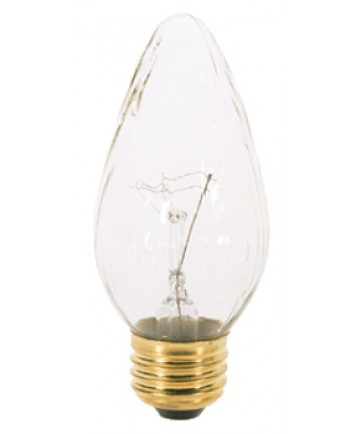 Satco S3363 Satco 25F15 25 Watt 120 Volt F15 Medium Base Clear Flame Tip Incandescent Light Bulb