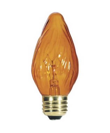 Satco S2770 Satco 40F15/A 40 Watt 120 Volt F15 Medium Base Amber Flame Tip Incandescent Light Bulb