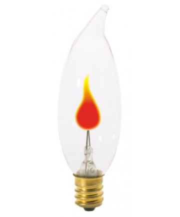 Satco S3656 Satco 3B9.5/FLK 3 Watt 120 Volt B9.5 Candelabra Base Clear Flicker