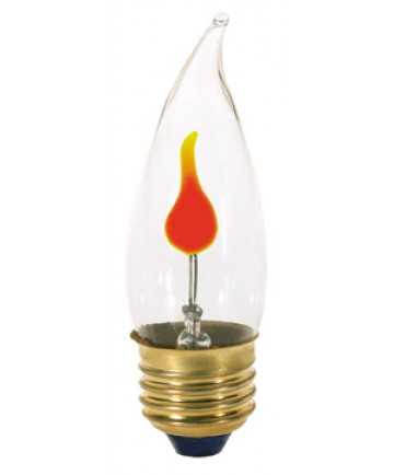 Satco S3657 3CA10/FLK 3 Watt 120 Volt CA10 Medium Base Clear Flicker Incandescent Light Bulb