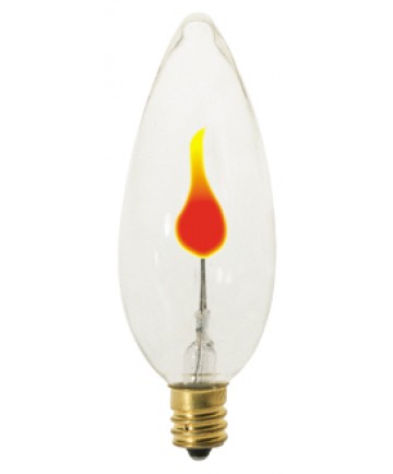 Satco S3659 3CA8/FLK 3 Watt 120 Volt CA8 Candelabra Base Clear Flicker Light Bulb