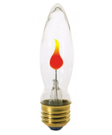 Satco S3760 Satco 3CA9/FLK 3 Watt 120 Volt CA9 Medium Base Clear Flicker Incandescent Carded Light Bulb