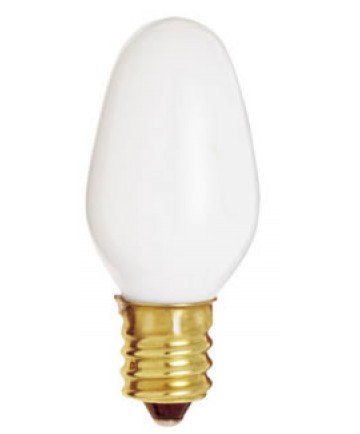 Satco S3692 Satco 7C7/W 7 Watt 120 Volt C7 White Candelabra Base Incandescent Light Bulb