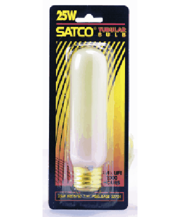 Satco S3701 Satco 25T10/F 25 Watt 120 Volt T10 Medium Base Frost Tubular Carded Light Bulb