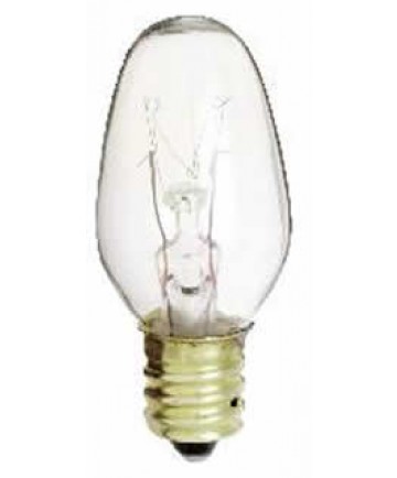 Satco S3691 Satco 7C7 7 Watt 120 Volt C7 Clear Candelabra Base Incandescent Light Bulb