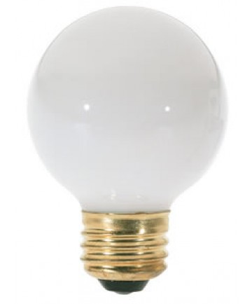 Satco S3827 Satco 25G18.5/W 25 Watt 120 Volt G18.5 Medium Base White Globe Decorative Light Bulb