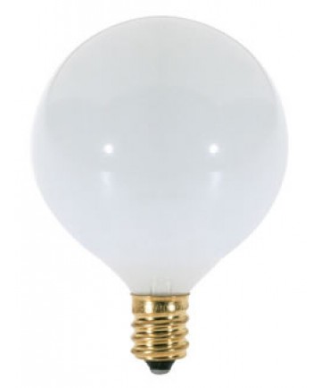 Satco S3753 Satco 25G16.5/W 25 Watt 120 Volt G16.5 Candelabra Base Satin White Globe Decorative Light Bulb 