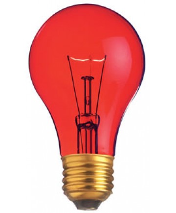 Satco S6080 Satco Light Bulbs 25A/TR - 25 Watt - 130 Volt - A19 - Transparent Red - Incandescent Light Bulb