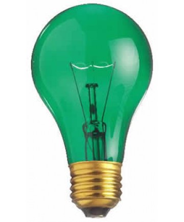 Satco S6081 Satco Light Bulbs 25A/TG - 25 Watt - 130 Volt - A19 -Transparent Green - Incandescent Light Bulb