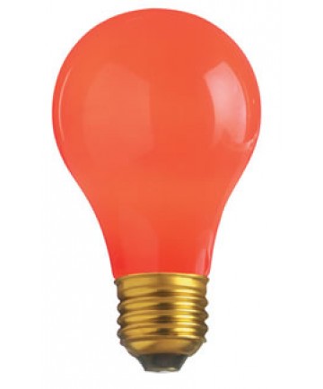 Satco S4984 60A/R 60 Watt 130 Volt A19 Medium Base Ceramic Red Light Bulb