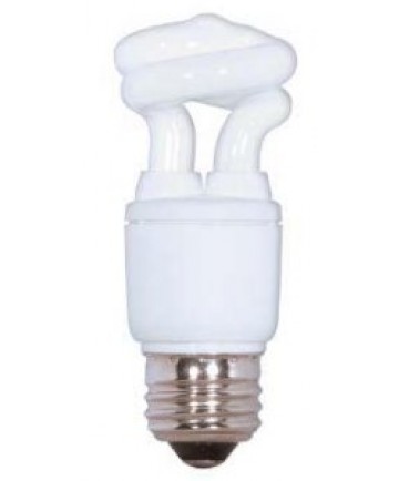 Satco S5503 Satco 5 Watt 120 Volt T2 Ultra Mini Spiral E26 Medium Base 5000K 10,000 Hour Eco-Friendly Compact Fluorescent Light Bulb (CFL)