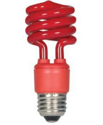 Satco S5512 Satco 13 Watt 120 Volt T2 Ultra Mini Spiral E26 Medium Base Red 10,000 Hour Party Compact Fluorescent Light Bulb (CFL)