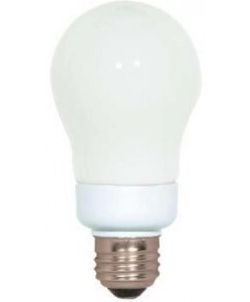 Satco S5564 Satco 7 Watt 120 Volt A19 E26 Medium Base Energy Star Certified 2700K 12,000 Hour Eco-Friendly A-Type Compact Fluorescent Light Bulb (CFL)