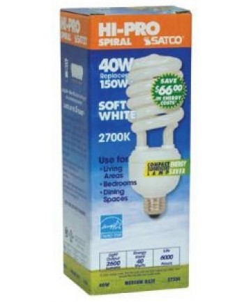 Satco S7334 Satco 40 Watt 120 Volt Spiral T4 E26 Medium Base Professional Series Hi-Pro