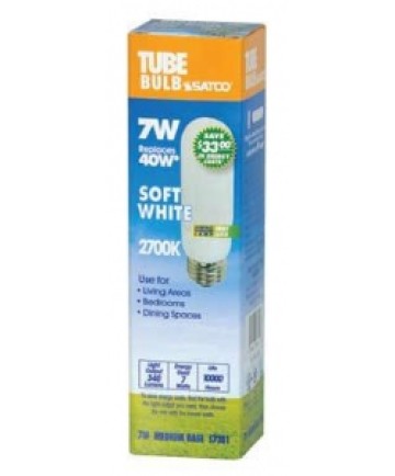 Satco S7381 Satco 7 Watt T-10 E26 Medium Base 2700K 10,000 Hour Eco Friendly Compact Fluorescent Light Bulb (CFL)