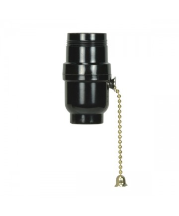 Satco 80/1105 Satco Phenolic 1/2 Uno Ring & Thread 1/8 IP Metal Bushing Cap, Brass On-Off Pull Chain