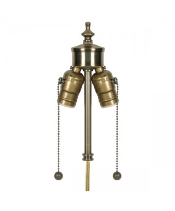 Satco Products 80/1764 Medium Base 2 Light Pull Chain Socket Cluster With Solid Antique Brass finish and 84" inches Brown Wire
