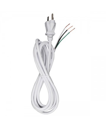 Satco 90/2414 Heavy Duty Cord Set 8FT White 3 Prong Molded Plug