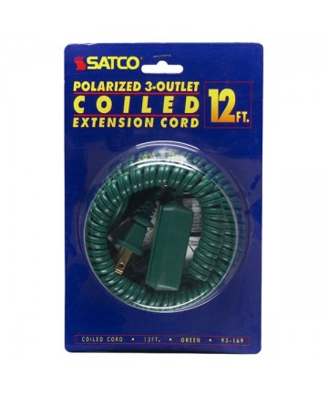 Satco 93/169 Satco 93-169 Green 12FT Coiled (Extended) Extension Cord