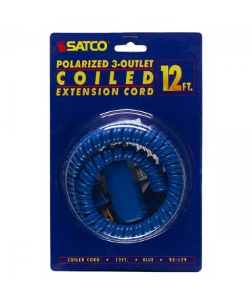 Satco 93/179 Satco 93-179 Blue 12FT Coiled (Extended) Extension Cord