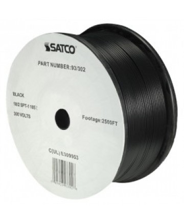 Satco 93/302 Satco 93-302 Black 2500FT 18/2 SPT-1 105C Wire Reel