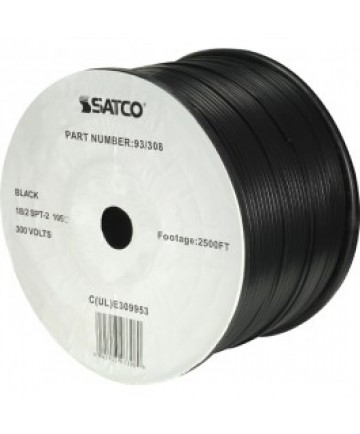 Satco 93/308 93-308 Satco Black 2500FT 18/2 SPT-2 105C Wire Reel