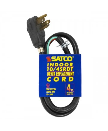 Satco 93/5031 Satco 4 Foot 10-4 SRDT Black Round Heavy Duty Replacement Dryer Cord