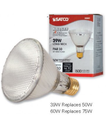 Satco S2239 Satco 39 Watt  PAR30 Long Neck Halogen Light Bulb