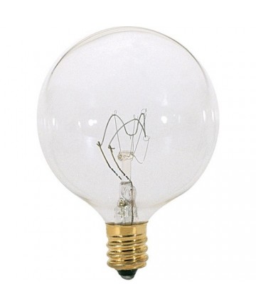 Satco S3821 Satco 15G16.5 15 Watt 120 Volt G16.5 Candelabra Base Clear Globe Decorative Light Bulb 