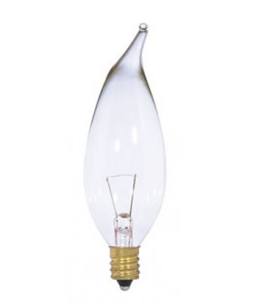 Satco S3868 25CA10/CL/12V 25-Watt CA10 12-Volt Candelabra Base Light Bulb