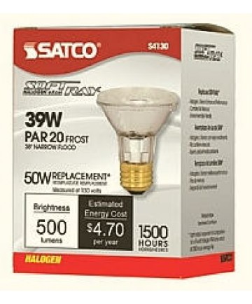 Satco S4130 39PAR20/HAL/XEN/FL/FR/120V Satco 39-Watt Excel PAR20 Soft Ray Frosted