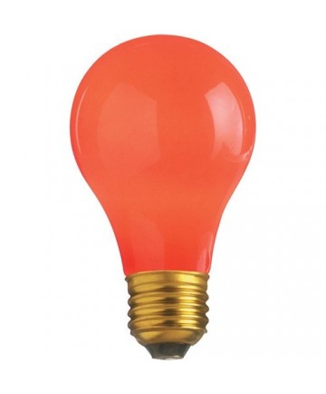 Satco S6090 Satco 25A/R 25 Watt 130 Volt A19 Ceramic Red E26 Medium Base Incandescent Light Bulb