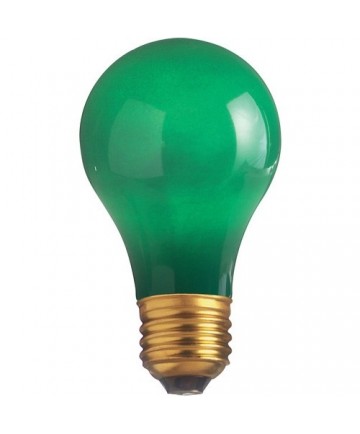 Satco S6091 Satco 25A/G 25 Watt 130 Volt A19 Medium Base Ceramic Green Incandescent Light Bulb