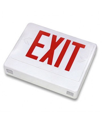 Exitronix VEX-U-BP-WB-WH-R - LED Exit Sign - 6 Inch Red Letter - 120V / 277V - Battery Backup - 12 Watt Remote Capability - White Thermoplastic - Exit Sign