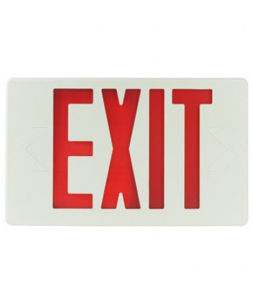 Exitronix GVEX-U-BP-WB-WH - LED Exit Sign - 6 Inch Green Letter - 120V / 277V - Battery Backup - White Thermoplastic - Exit Sign