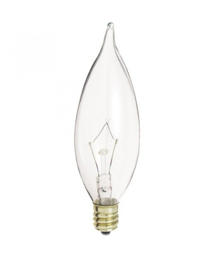 Satco S3275 40 Watt Candelabra Base Clear BentTip Decorative Light Bulb