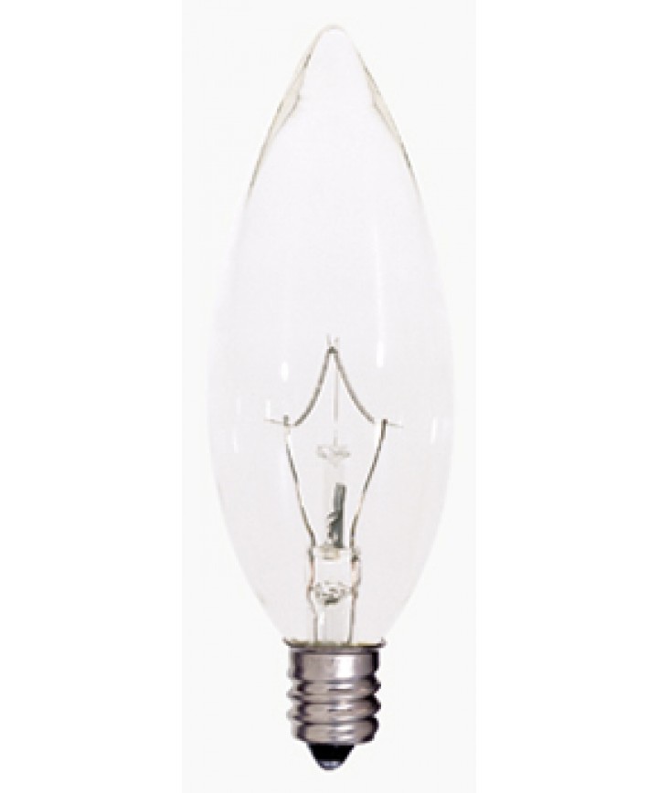 Satco S4997 Satco Kr60b9 5 60 Watt 120 Volt B9 5 Candelabra Nickel Base Torpedo Tip