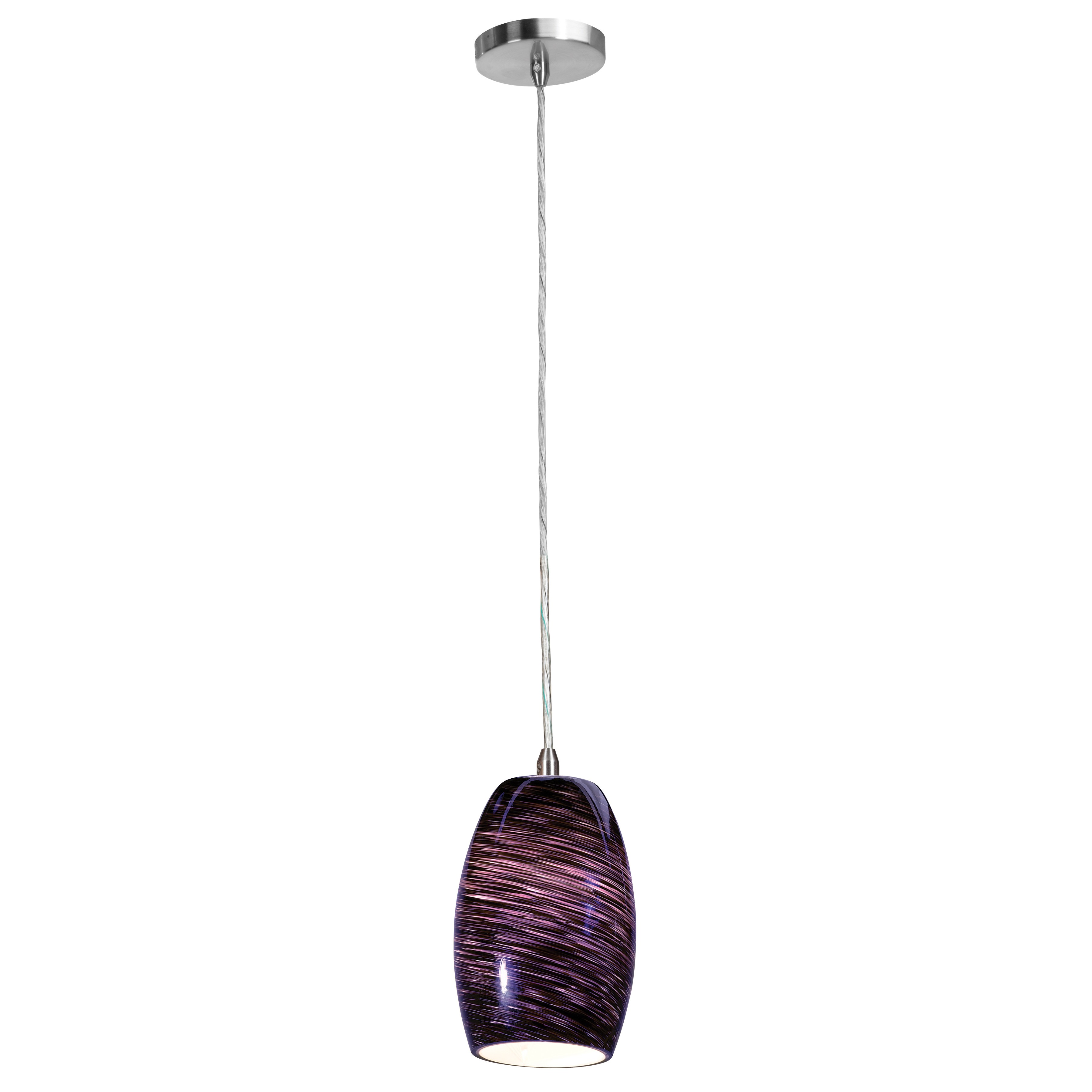 Access Lighting 28378-Bs/Pls Shava Swirl Cone Glass Mini Pendant (641594143447)