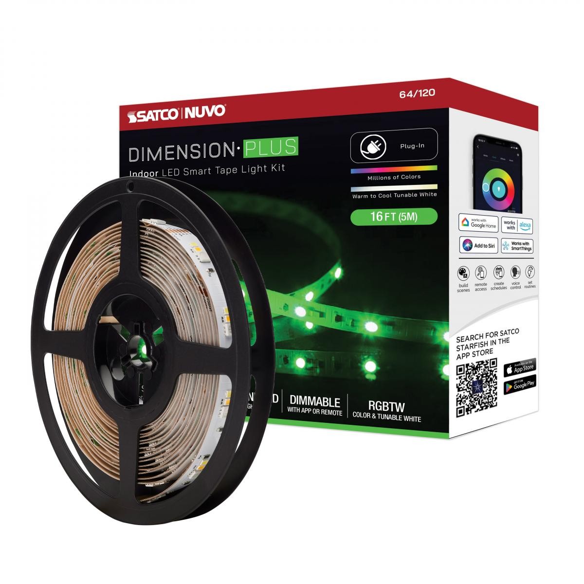 Nuvo Lighting 64 120 Dimension Plus Tape light strip 16 ft. RGB plus