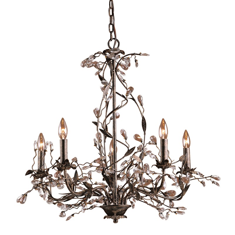 ELK Lighting 8054/5 Circeo 5 Light Chandelier in Deep Rust and Crystal ...