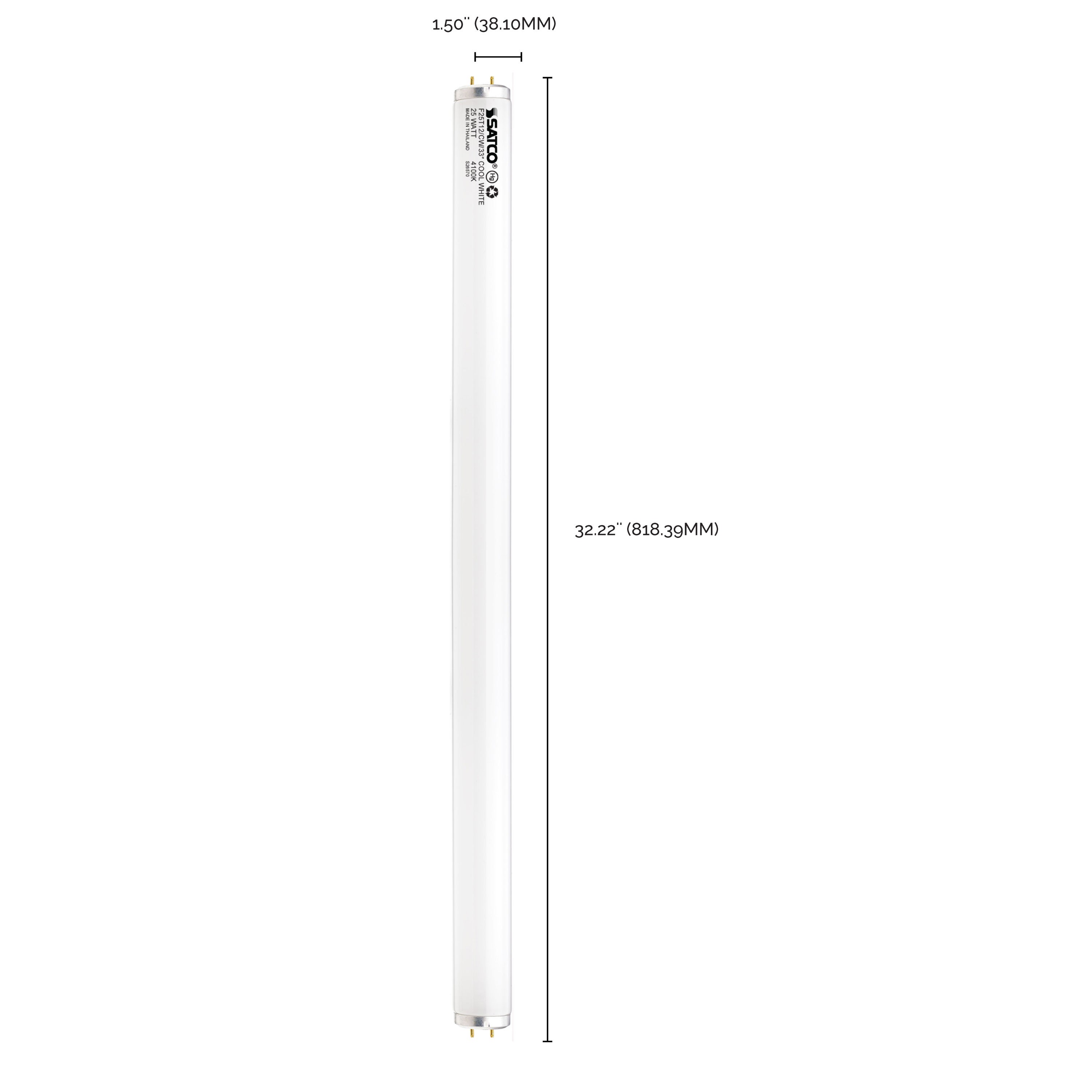 Satco S26570 F25T12 CW 33 25 Watts Fluorescent Light Bulb