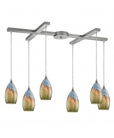 ELK Lighting 10077/6 Geologic 6 Light Pendant in Satin Nickel