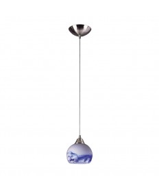 ELK Lighting 101-1MT Mela 1 Light Pendant in Satin Nickel and Mountain Glass