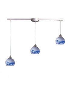 ELK Lighting 101-3L-MT Mela 3 Light Pendant in Satin Nickel and Mountain Glass